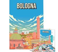 Jigsaw Puzzle 1000 Bologna Italy Vintage Travel Poster Educational Game Brain Intelligence Challenge Addictive Toys Secret Santa Gifts Birthday Present (Size 50x75cm)