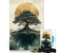 Jigsaw Puzzle 1000 Bonsai Tree Moon Accurate Joint Fun, Smart Brain Activity, Slow Time Fun, Birthday Game Gift (50x75cm)