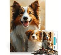 Jigsaw Puzzle 1000 Border Collie Puppy Portrait Flawless Fit Art, Smart Play Activity, Downtime Game Fun, Birthday Game Gift (38x52cm)