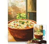 Jigsaw Puzzle 1000 Bowl of Rice with Vegetables Accurate Joint Fun, Smart Brain Activity, Slow Time Fun, Birthday Game Gift (38x26cm)