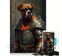 Jigsaw Puzzle 1000 Boxer Dog Knight in Armor Exact Cut Play, Logic Skill Play, Relax Time Game, Christmas Home Art (50x75cm)