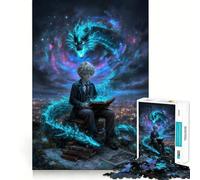 Jigsaw Puzzle 1000 Boy Reading with Dragon Spirit Exact Cut Art Logic Thinking Play Calm Play Time Birthday Activity (38x52cm)