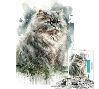 Jigsaw Puzzle 1000 British Longhair Cat Art Brain Intelligence Challenge Addictive Toys Relaxing Games Perfect Decoration Secret Santa Gifts (Size 38x52cm)