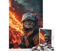 Jigsaw Puzzle 1000 Cat Fireman Firefighter Jigsaw Puzzles for Teenagers Difficult Hard Educational Challenge Challenging Game Gifts (50x75cm)