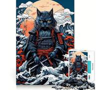 Jigsaw Puzzle 1000 Cat Samurai Japan Exact Cut Art Logic Thinking Play Calm Play Time Birthday Activity (38x52cm)
