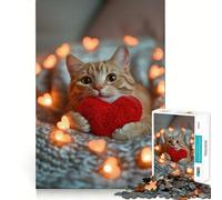 Jigsaw Puzzle 1000 Cat with Heart Lights Exact Cut Art Logic Thinking Play Calm Play Time Birthday Activity (38x26cm)