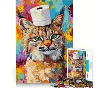 Jigsaw Puzzle 1000 Cat with Toilet Paper Hat - Exact Cut Art Logic Thinking Play Calm Play Time Birthday Activity (38x52cm)