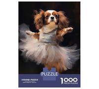 Jigsaw Puzzle 1000 Cavalier Dog Ballerina Jigsaw for Adults Family Game Analysis And Logic Unique Gifts for Birthday And Christmas 38x26cm/1000pcs