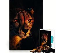 Jigsaw Puzzle 1000 Cheetah in The Dark Exact Cut Art Logic Thinking Play Calm Play Time Birthday Activity (50x75cm)