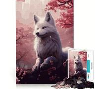 Jigsaw Puzzle 1000 Cherry Blossom Wolf Exact Cut Art Logic Thinking Play Calm Play Time Birthday Activity (50x75cm)