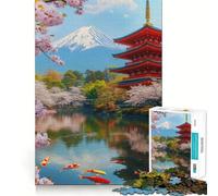 Jigsaw Puzzle 1000 Cherry Blossoms And Temple Beauty Exact Cut Art Logic Thinking Play Calm Play Time Birthday Activity (50x75cm)