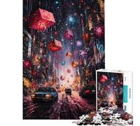 Jigsaw Puzzle 1000 Cityscape with Floating Cubes Jigsaw Puzzles for Adults For Family Fun Difficult And Challenge Learning Educational Toys (Size 50x75cm)