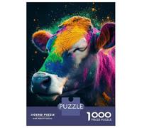 Jigsaw Puzzle 1000 Colorful Powdered Cow Jigsaw for Adults Family Game Analysis And Logic Unique Gifts for Birthday And Christmas 38x26cm/1000pcs
