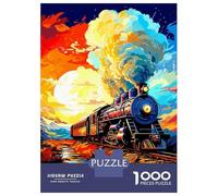 Jigsaw Puzzle 1000 Colorful Steam Train Landscape Jigsaw for Adults Family Game Analysis And Logic Unique Gifts for Birthday And Christmas 52x38cm/1000pcs