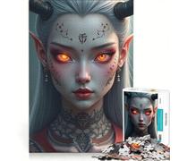 Jigsaw Puzzle 1000 Demon Girl with Tattoos, Toy Wall Decor, Difficult Challenge, Unique Gifts for Birthday And Christmas 50x75cm