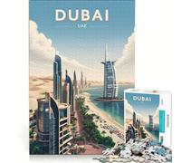 Jigsaw Puzzle 1000 Dubai Travel Poster, Toy Wall Decor, Difficult Challenge, Unique Gifts for Birthday And Christmas 38x26cm