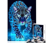 Jigsaw Puzzle 1000 Electric Blue Jaguar Toy Wall Decor Great Gift for Games Educational Game with Fully Interlocking Randomly Shaped Pieces Size 38x26cm