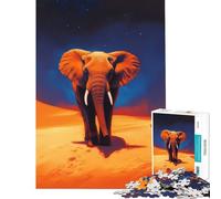 Jigsaw Puzzle 1000 Elephant Giant of The Desert Brain Intelligence Challenge Addictive Toys Relaxing Games Perfect Decoration Secret Santa Gifts (Size 38x26cm)