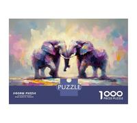Jigsaw Puzzle 1000 Elephants In Love Abstract Painting Jigsaw for Adults Family Game Analysis And Logic Unique Gifts for Birthday And Christmas 70x50cm/1000pcs