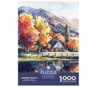 Jigsaw Puzzle 1000 Fiery Foliage Manor Jigsaw for Adults Family Game Analysis And Logic Unique Gifts for Birthday And Christmas 70x50cm/1000pcs