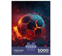 Jigsaw Puzzle 1000 Fiery Soccer Ball Adult Jigsaw Puzzle Brain Teaser Game Precision Cutting Unique Gifts for Birthday And Christmas 52x38cm/1000pcs