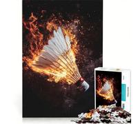 Jigsaw Puzzle 1000 Flaming Badminton Shuttlecock, Toy Wall Decor, Difficult Challenge, Unique Gifts for Birthday And Christmas 50x75cm