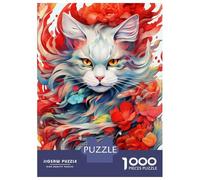 Jigsaw Puzzle 1000 Floral Harmony Cat Teenager Puzzles Brain Teaser Game Presents for Women Unique Gifts for Birthday And Christmas 70x50cm/1000pcs