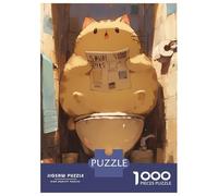 Jigsaw Puzzle 1000 Funny Comical Cat Toilet Teenager Puzzles Brain Teaser Game Presents for Women Unique Gifts for Birthday And Christmas 70x50cm/1000pcs