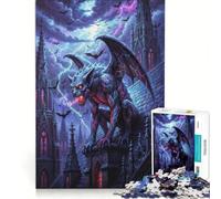 Jigsaw Puzzle 1000 Gargoyle on Gothic Building during Storm, Relaxing Games, Interesting Stress Reduction, Gifts for Friends And Family 38x52cm