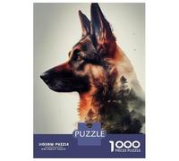 Jigsaw Puzzle 1000 German Shepherd Double Exp Jigsaw for Adults Family Game Analysis And Logic Unique Gifts for Birthday And Christmas 38x26cm/1000pcs