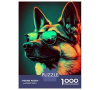 Jigsaw Puzzle 1000 German Shepherd Retro Jigsaw for Adults Family Game Analysis And Logic Unique Gifts for Birthday And Christmas 70x50cm/1000pcs