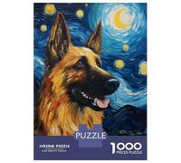 Jigsaw Puzzle 1000 German Shepherd Van Gogh Jigsaw for Adults Family Game Analysis And Logic Unique Gifts for Birthday And Christmas 70x50cm/1000pcs