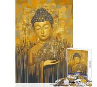 Jigsaw Puzzle 1000 Golden Buddha Art Toy Wall Decor Gift For Birthdays Brain Teaser Game with Fully Interlocking Randomly Shaped Pieces Size 50x75cm