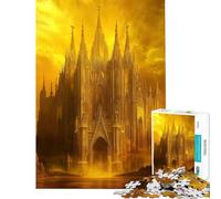 Jigsaw Puzzle 1000 Golden Cathedral Educational Games for Educational Game Challenge Toy Great Gifts And Toys Staycation Kill Time (Size 50x75cm)