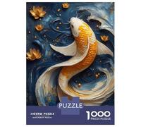 Jigsaw Puzzle 1000 Golden Koi Fish in Blue Waters Teenager Puzzles Brain Teaser Game Presents for Women Unique Gifts for Birthday And Christmas 70x50cm/1000pcs