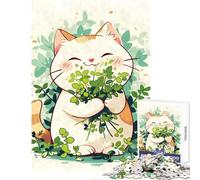 Jigsaw Puzzle 1000 Kawaii Happy Catnip Cat Jigsaw Puzzles for Adults For Family Fun Difficult And Challenge Learning Educational Toys (38x52cm)