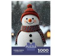 Jigsaw Puzzle 1000 Knitted Snowman in Winter Christmas Adult Jigsaw Puzzle Brain Teaser Game Precision Cutting Unique Gifts for Birthday And Christmas 70x50cm/1000pcs