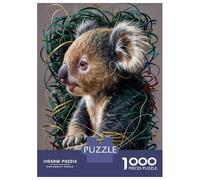 Jigsaw Puzzle 1000 Koala in Green And Gold Adult Jigsaw Puzzle Brain Teaser Game Precision Cutting Unique Gifts for Birthday And Christmas 38x26cm/1000pcs