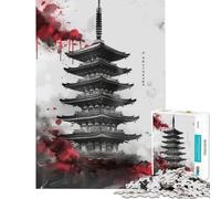 Jigsaw Puzzle 1000 Landscape Asian Pagoda Educational Game Brain Intelligence Challenge Addictive Toys Secret Santa Gifts Birthday Present (Size 38x26cm)