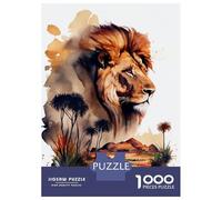 Jigsaw Puzzle 1000 Lion Head over Landscape Adult Jigsaw Puzzle Brain Teaser Game Precision Cutting Unique Gifts for Birthday And Christmas 52x38cm/1000pcs