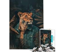 Jigsaw Puzzle 1000 Lioness Elegance Botanical Brain Intelligence Challenge Addictive Toys Relaxing Games Perfect Decoration Secret Santa Gifts (Size 38x26cm)
