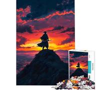 Jigsaw Puzzle 1000 Lone Samurai at Sunset Brain Intelligence Challenge Addictive Toys Relaxing Games Perfect Decoration Secret Santa Gifts (Size 75x50cm)