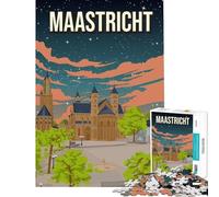 Jigsaw Puzzle 1000 Maastricht Cityscape Skyline Limburg Educational Games for Educational Game Challenge Toy Great Gifts And Toys Staycation Kill Time (Size 38x52cm)