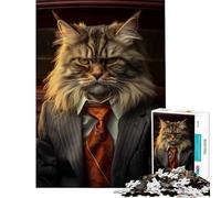 Jigsaw Puzzle 1000 Mafia Maine Coon Cat Educational Game Brain Intelligence Challenge Addictive Toys Secret Santa Gifts Birthday Present (Size 38x26cm)