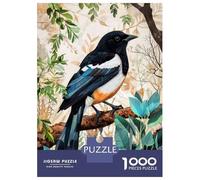 Jigsaw Puzzle 1000 Magpie Animal Bird Art Adult Jigsaw Puzzle Brain Teaser Game Precision Cutting Unique Gifts for Birthday And Christmas 38x26cm/1000pcs