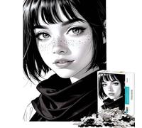 Jigsaw Puzzle 1000 Monochrome Portrait of A Young Woman Educational Game Brain Intelligence Challenge Addictive Toys Secret Santa Gifts Birthday Present (Size 38x26cm)