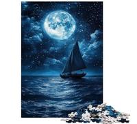 Jigsaw Puzzle 1000 Moonlit Sail Voyage Jigsaw Puzzles for Adults For Family Fun Difficult And Challenge Learning Educational Toys (75x50cm/1000pcs)