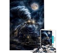 Jigsaw Puzzle 1000 Moonlit Steam Engine Addictive Toys to Cultivate Patience Relaxing Games Learning Educational Secret Santa Gifts (Size 38x26cm)