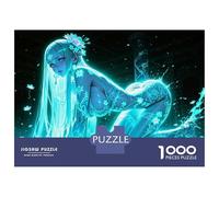 Jigsaw Puzzle 1000 Neon Blue Anime Girl Jigsaw for Adults Family Game Analysis And Logic Unique Gifts for Birthday And Christmas 38x26cm/1000pcs