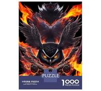 Jigsaw Puzzle 1000 Ninja Owl in Flames Adult Jigsaw Puzzle Brain Teaser Game Precision Cutting Unique Gifts for Birthday And Christmas 38x26cm/1000pcs